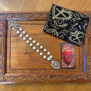 Virgins Saints & Angels VSA Choker Silver Pearl Necklace Sacred Heart Medallion
